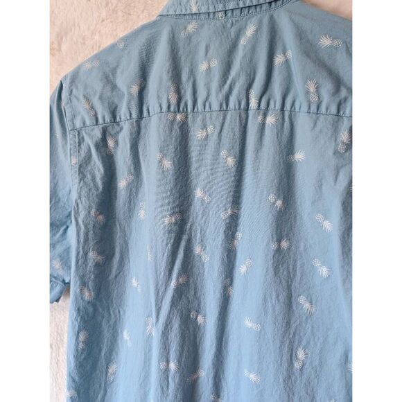 George Men's Casual Short Sleeve Light Blue Button Down Pineapple Accents Size S - Picture 5 of 8